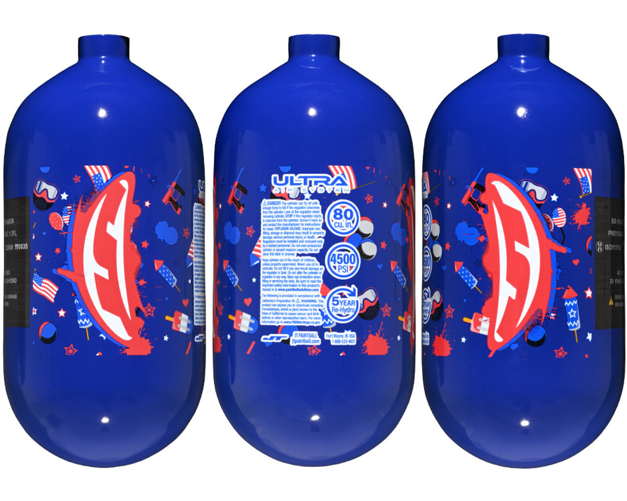 JT Ultra Carbon Fiber 80ci 4500 psi Air Tank- bottle only- BLUE* 4th of July!