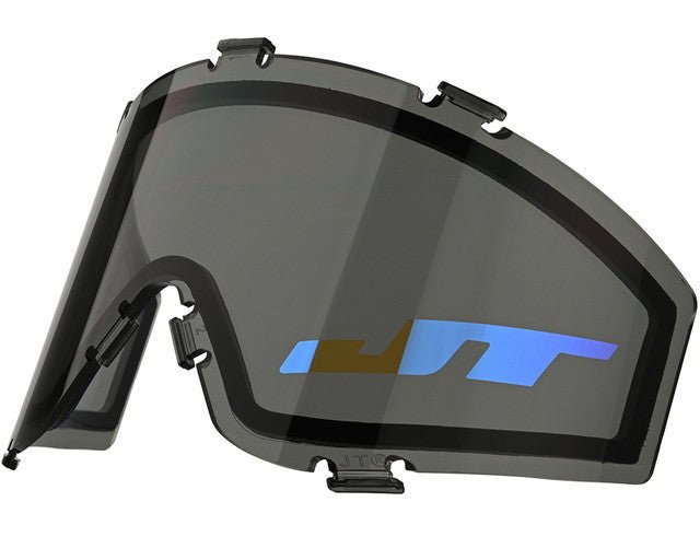 JT Flex 8/Premise/ProFlex/Spectra Thermal Mask Lens - SMOKE w/ Blue Mirror Logo - DynastyPaintball