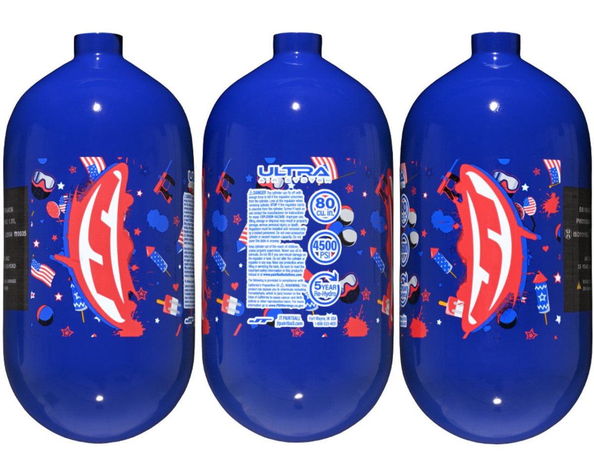 JT Ultra Carbon Fiber 80ci 4500 psi Air Tank - bottle only - BLUE* 4th of July! - DynastyPaintball