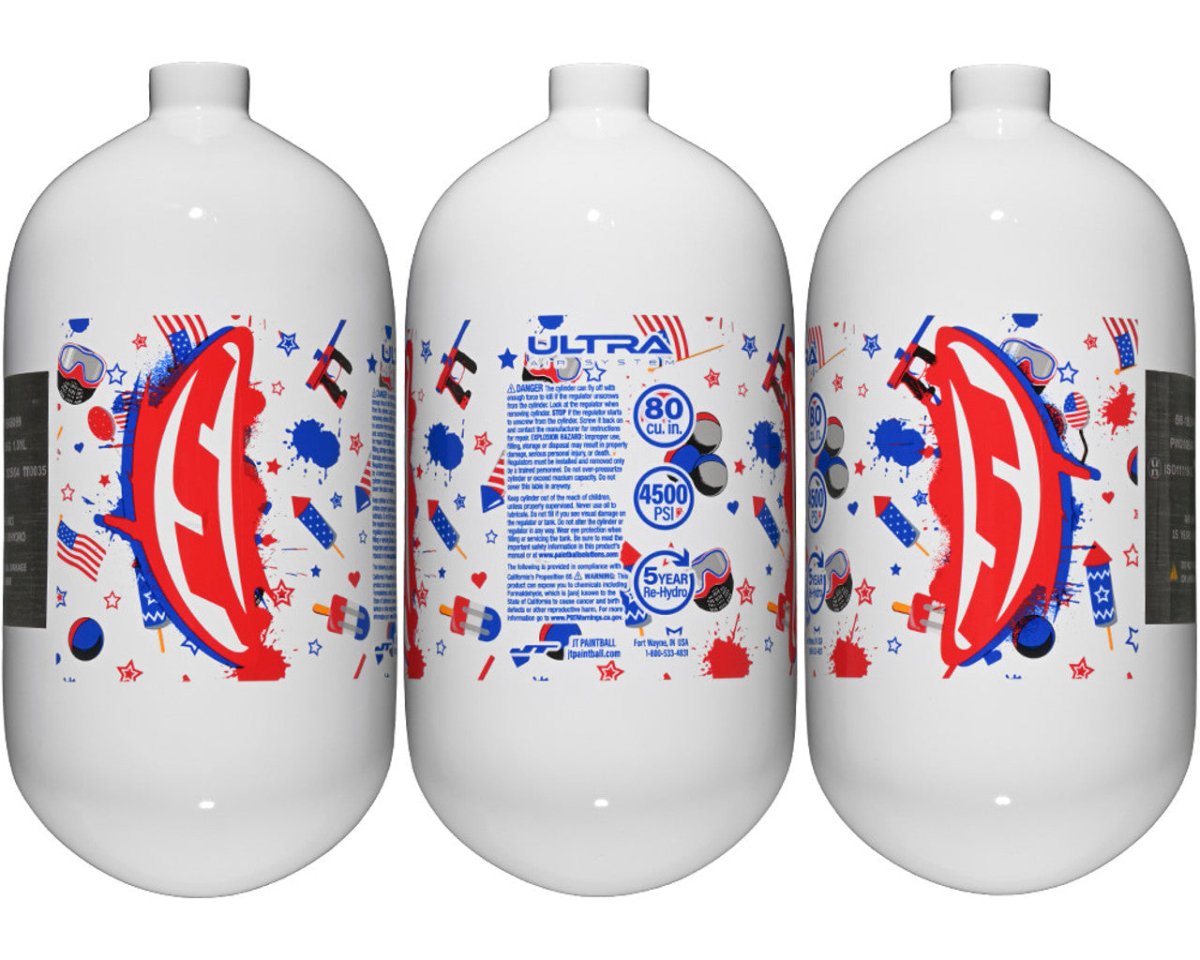 JT Ultra Carbon Fiber 80ci 4500 psi Air Tank - bottle only - WHITE* 4th of July! - DynastyPaintball