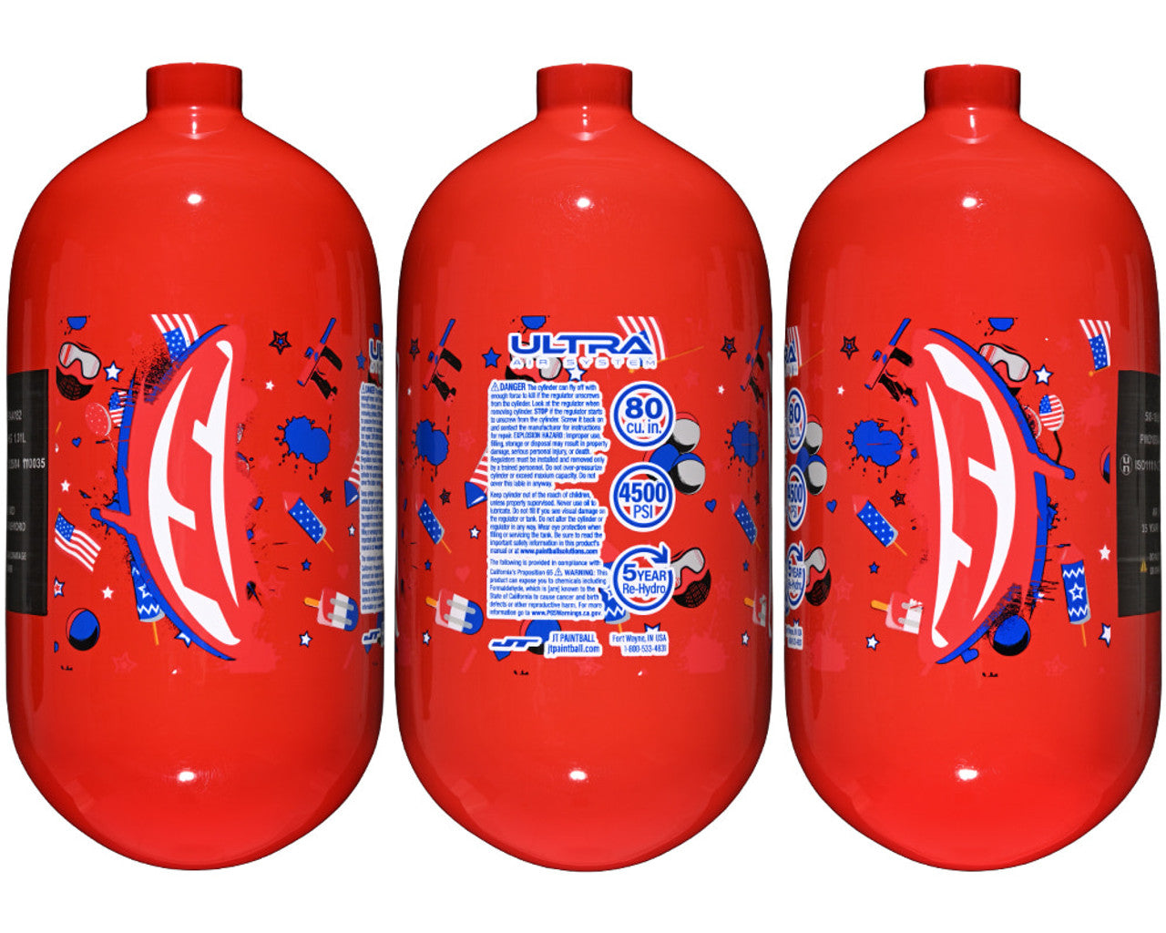 JT Ultra Carbon Fiber 80ci 4500 psi Air Tank- bottle only- RED* 4th of July!